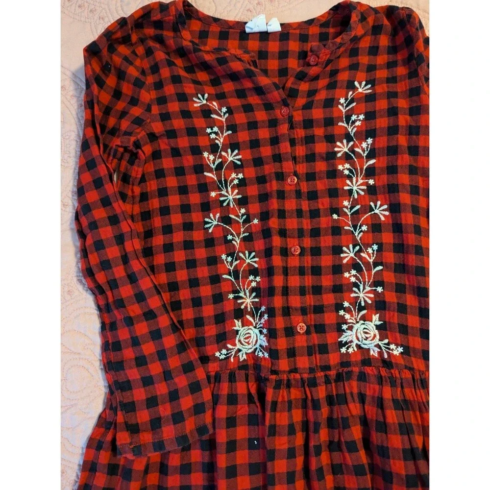Gap Plaid Embroidered‎ 8/9 Dress